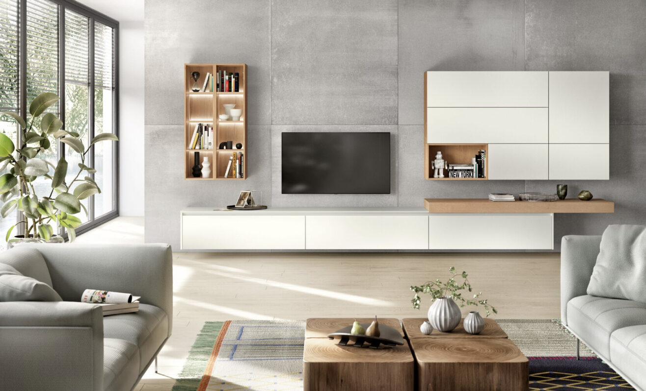 salón muebles blancos