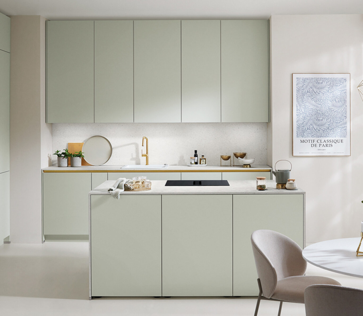 cocina integrada color verde